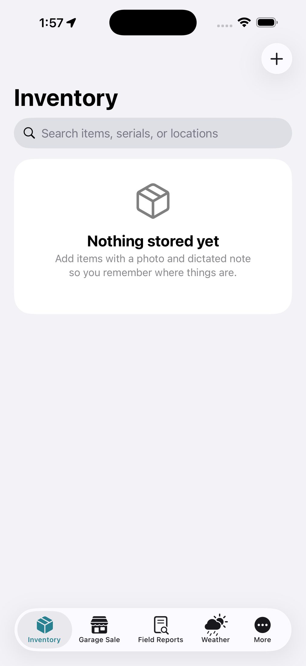 CRSpit inventory tab on iPhone