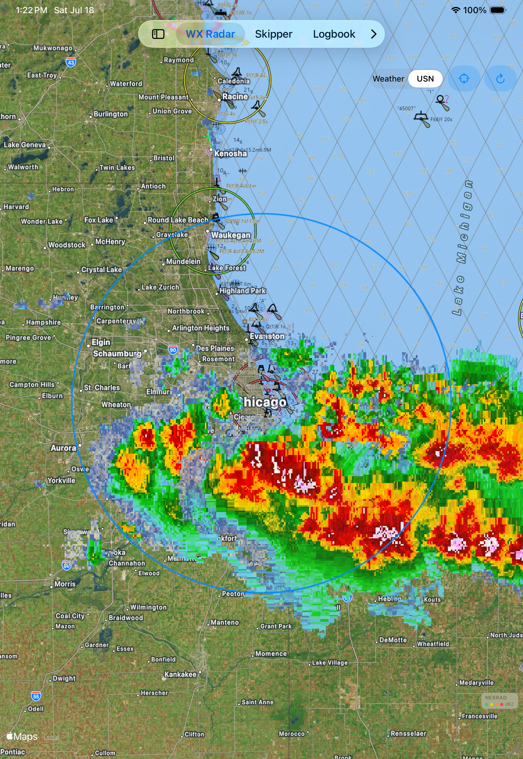 Weather radar — Great Lakes / Chicago